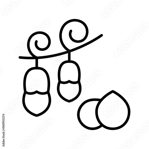 Chickpea seed icon. Food and legumes line symbol. Black and white.