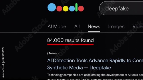 deepfake search engine text animation with documentary style search bar animation for news topic and trend