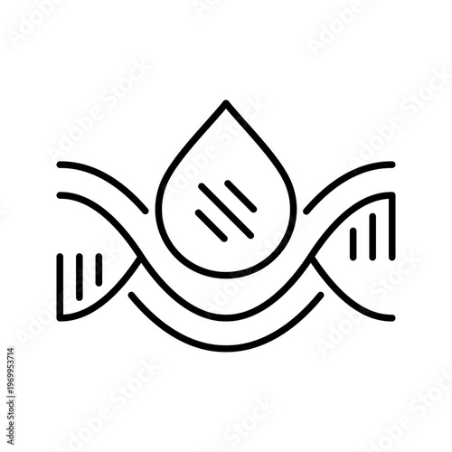 Dna blood test icon. Healthcare and genetic testing line symbol. Black and white.
