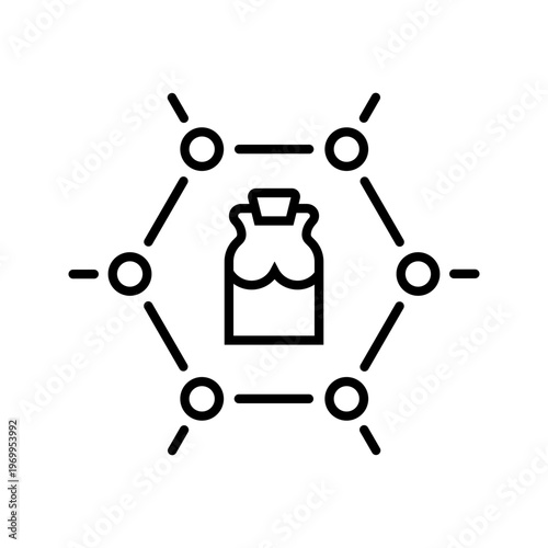 Infant formula icon. Healthcare and infant nutrition line symbol. Black and white.