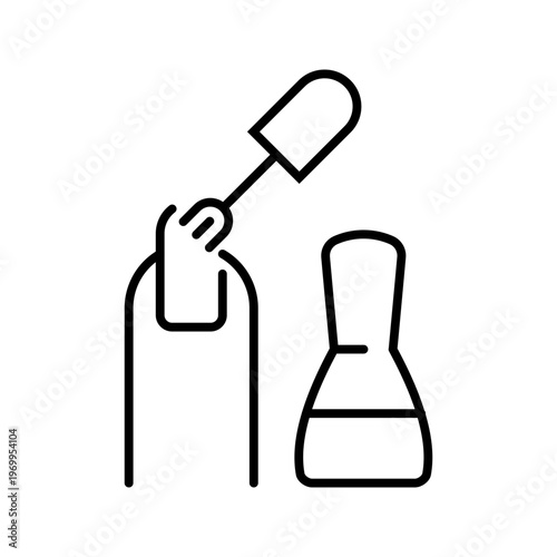 Nail polish icon. Beauty and manicure line symbol. Black and white.