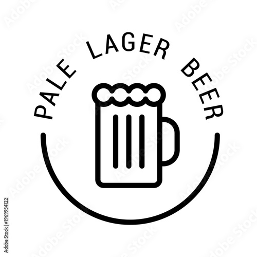 Pale lager icon. Food and beer line symbol. Black and white.