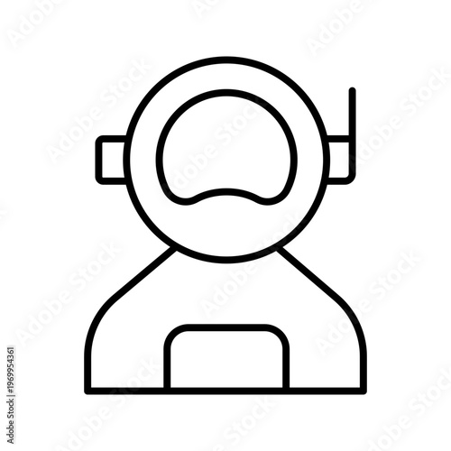 Space suit icon. Science and astronautics line symbol. Black and white.
