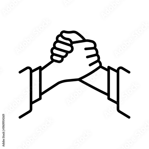 Team support icon. Business and teamwork line symbol. Black and white.