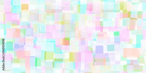 Pastel hand drawn Square Patchwork with soft grainy textured abstract background. modern retro pattern.
