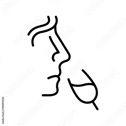 Wine tasting icon. Food and wine tasting line symbol. Black and white.