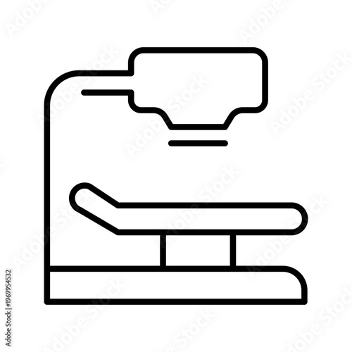 X ray machine icon. Healthcare and radiology line symbol. Black and white.