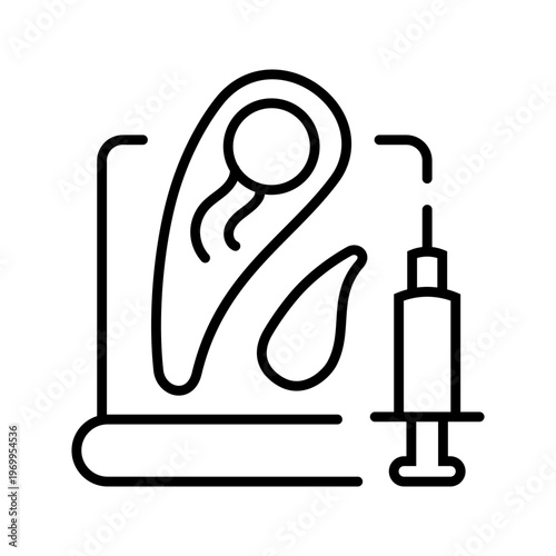 3d bioprinting icon. Science and bioprinting line symbol. Black and white.