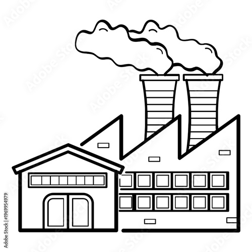 metallurgical manufacturing plant concept, Industrial Factory Emissions vector icon design,