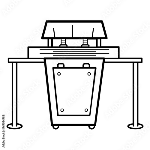 aluminum single head cutting machine concept, metal fabrication workshop vector icon design