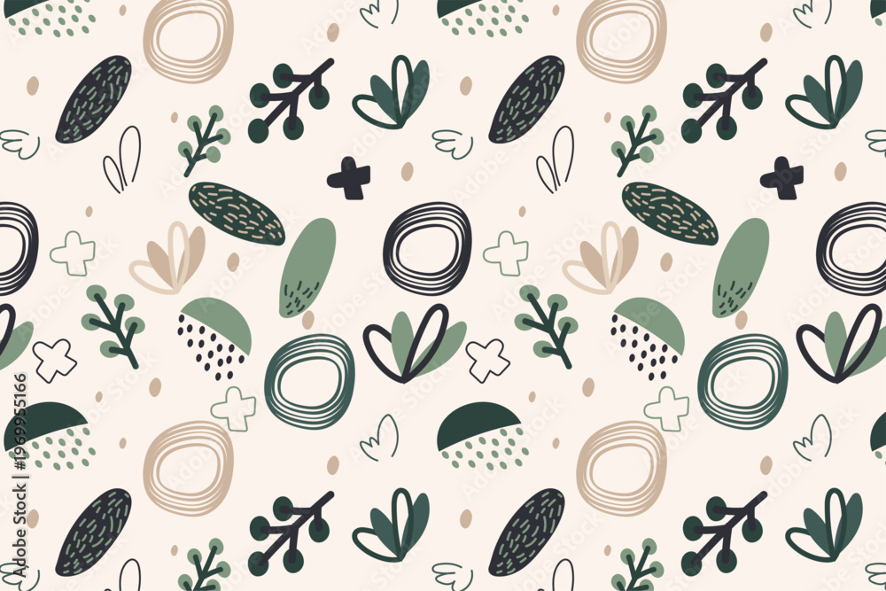 Fototapeta premium Botanical science elements with plants and DNA helix flat design vector illustration