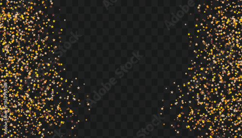 Golden star confetti on transparent background for celebration and party decoration vector