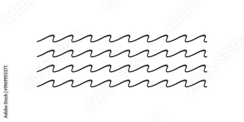 Silhouette wave line. Ocean wave line. Water Wave, Sea Line, and Surf Element. Black water wave. Vector illustration