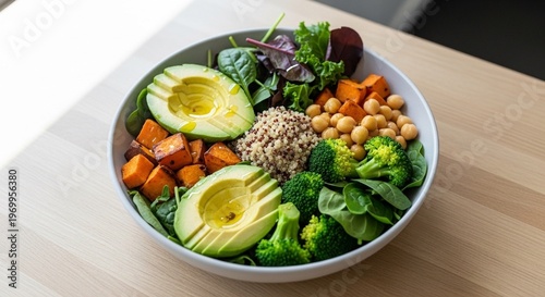 Healthy Colorful Buddha Bowl with Fresh Vegetables