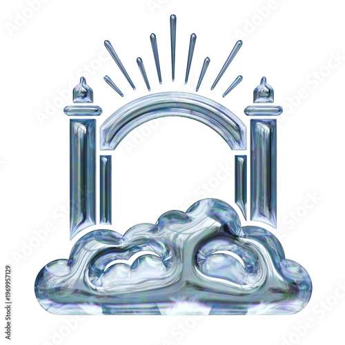 heaven gates Glassmorphism 3D Render Icons