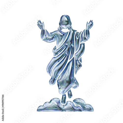 ascending jesus Glassmorphism 3D Render Icons