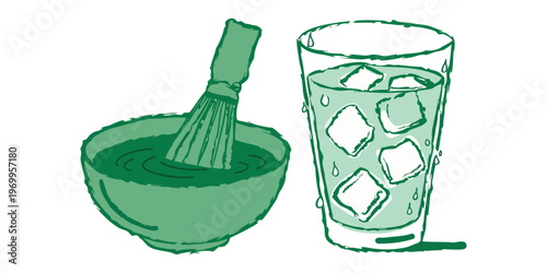 A cold, fresh glass of water with lime and a glass of champagne sit as isolated beverage objects featuring ice, lemon, and a green mint garnish for a sparkling liquid refreshment closeup.