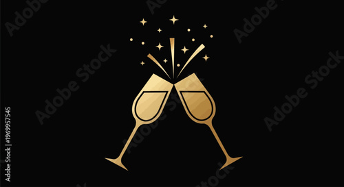 Champagne Glasses Celebratory Toast Cheers.