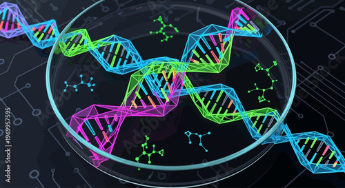 Colorful DNA Double Helix Structure Model.