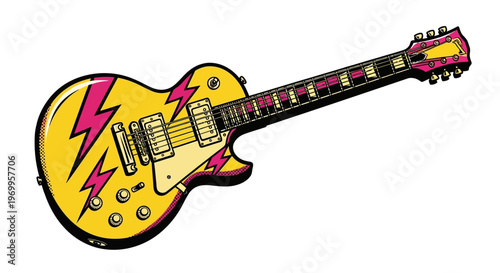Electric Guitar with Lightning Bolt Design.
