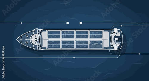 Large Cargo Ship Sailing Ocean.