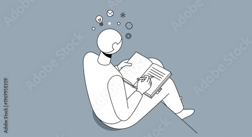 Person sitting and reading a book.