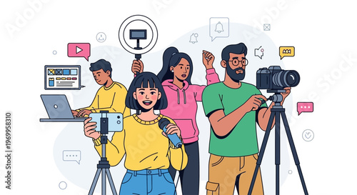 People working with photography equipment.