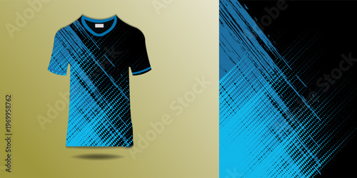 T-shirt Sport Design Template, T-shirt Mockup Abstract Grunge Sport Jersey Design For Cricket, Football Soccer, Racing, Sports, Running Soccer Jersey. Uniform Front View