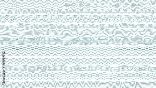 Seamless pattern featuring multiple rows of thin blue wavy lines of varying intensity representing water ripples or a flowing liquid texture.
