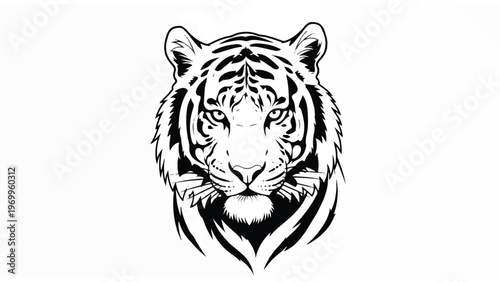 Black and White Tiger Head Illustration 6.