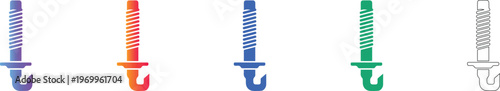 Industrial Screw Hook Vector Icon Set