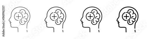 Positive Thinking and Optimistic Mindset Line Art Icon Vector Illustration Editable