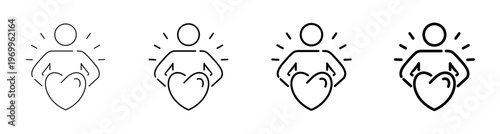 Self Esteem and Personal Confidence Line Art Icon Vector Illustration Editable