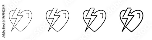 Strong Heart and Passionate Soul Line Art Icon Vector Illustration Editable