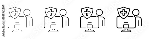 Occupational Wellness and Digital Patient Record Line Art Icon Vector Illustration Editable