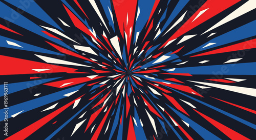 Red and blue starburst effect on dark background