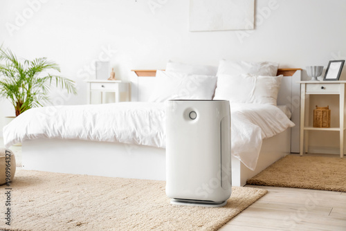 Modern air purifier on carp...
