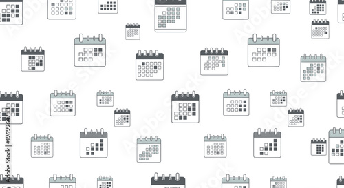 Seamless Pattern of Calendar Icons: Time Management, Planning, and Organization Concept
