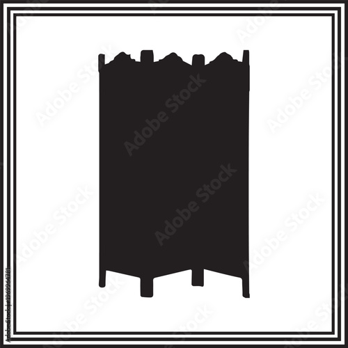 olding Room Divider Screen Silhouette Minimalist Interior Furniture Illustration
