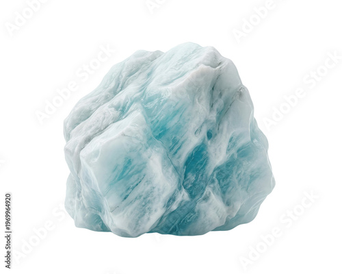 Fotografie Rough crystal ice block isolated. Frozen environment element.
