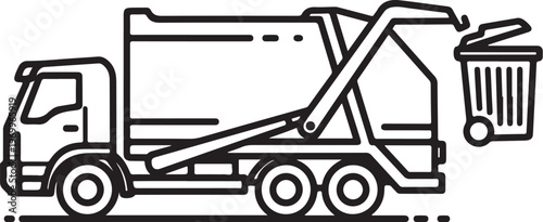 Garbage truck, waste management vehicle, sanitation truck, trash collector icon