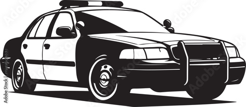 Police Car Vector, Black and White Illustration, Law Enforcement Vehicle, Emergency Services Icon