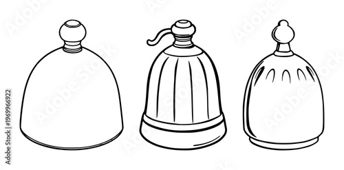 French ceramic butter bell set with elegant black line art design featuring traditional, kitchenware, tableware with crockery and dairy