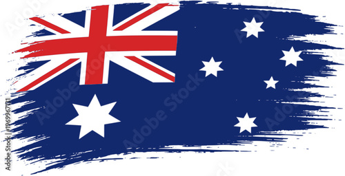 Australia Flag Brush Stroke Paint Style Aussie Design
