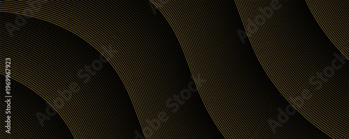 Abstract background with waves for banner. Medium banner size. Vector background with lines. Element for design isolated on black. Black and colorful