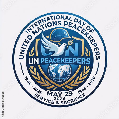 International Day of United Nations Peacekeepers 2026 Logo Design - Service and Sacrifice Emblem