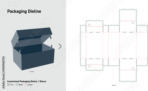 Double Tuck Top Lock Flap Box Packaging Dieline Template