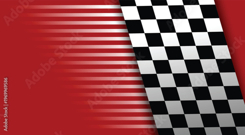 Formula 1 racing background with checkered flag and speed motion red theme
