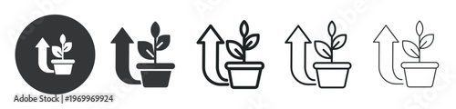 Potted Plant Growth thin line and solid icon. Multi series icon. Web minimal icon