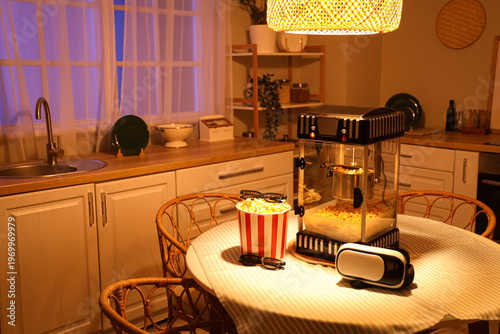 Modern popcorn machine and ...
